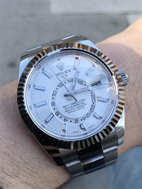 rolex sky-dweller white|Rolex Sky-Dweller steel price.